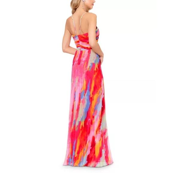 NWT Aqua Formal Multi Color Pleated Gown Size 6 - Picture 2 of 13